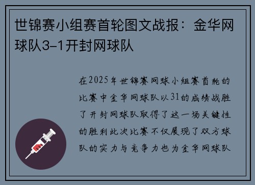 世锦赛小组赛首轮图文战报：金华网球队3-1开封网球队